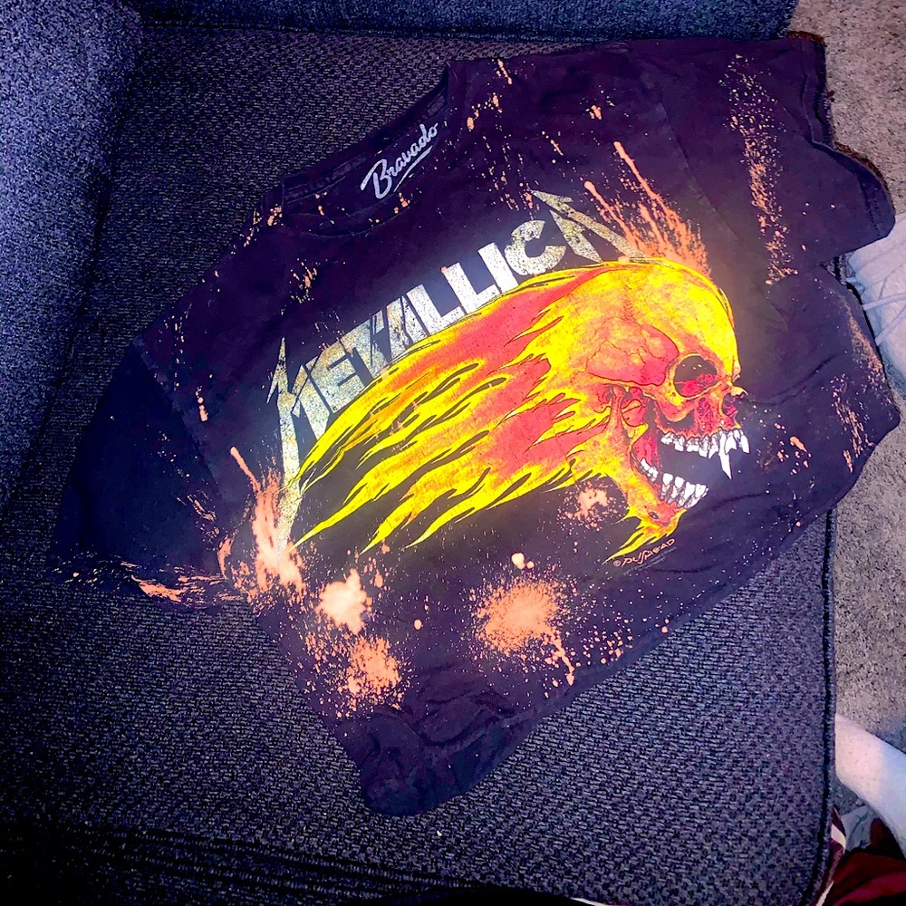 Hand made and bleached Metallica crop top.